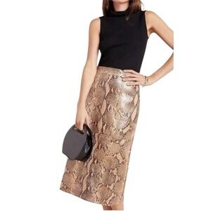 Current Air Tan Snake Print Pencil Skirt